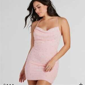 Pink Spaghetti Strap Mini Dress